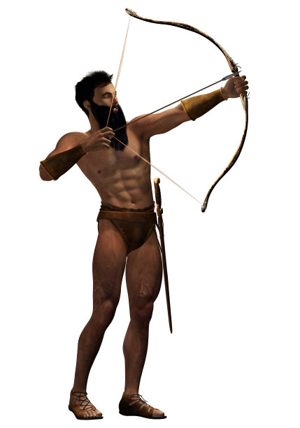 带有弓箭的奇幻战士，3d渲染图片下载