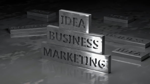 经营理念:字的金属压印式。三维渲染图片下载