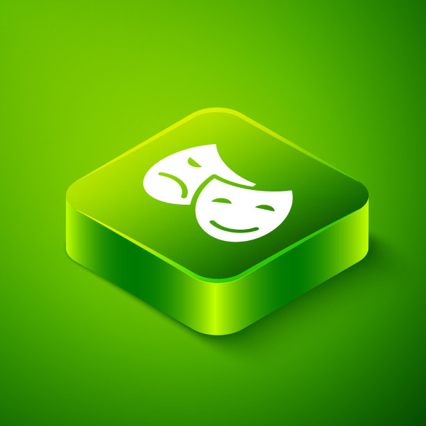 等距的喜剧和悲剧戏剧面具图标图片下载