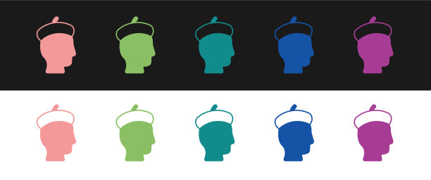 设置法国人图标孤立的黑色和白色图片下载