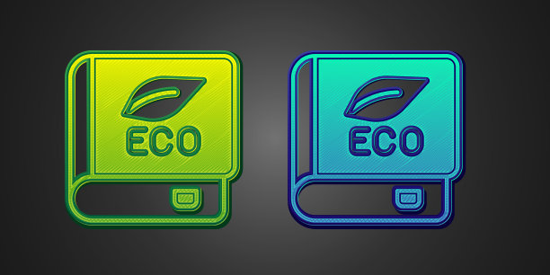 绿色和蓝色的书关于生态图标孤立上图片下载