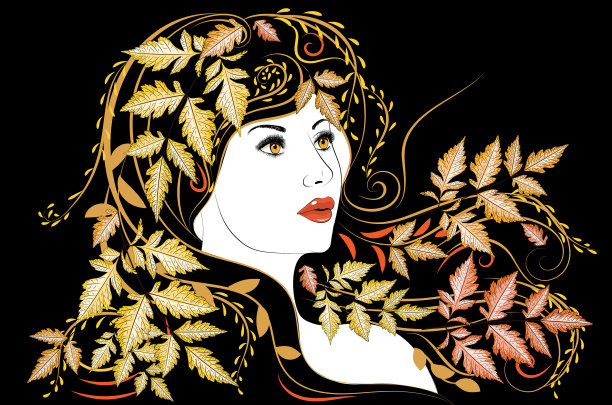 满头落叶的女孩图片下载