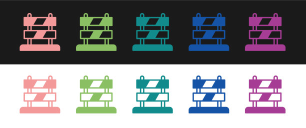 设置结束铁路轨道图标孤立在黑色图片下载