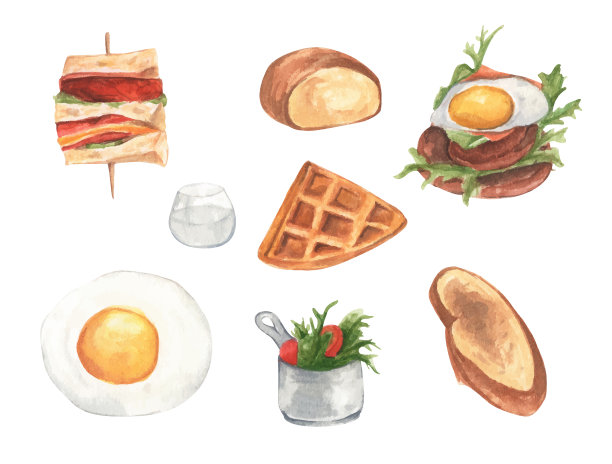 早餐是水彩画图片下载