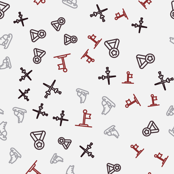 将击剑奖牌溜冰鞋和旗子套上图片下载