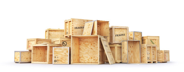投递木箱环绕地球，隔离在白色背景上。三维演示图片下载