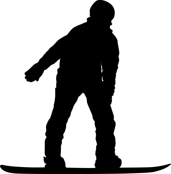 白色背景上黑色轮廓滑雪板图片下载