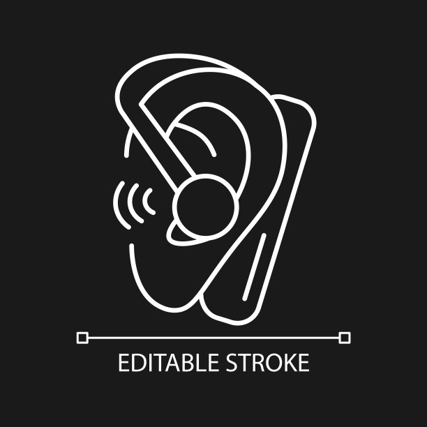 免提耳机白色线性图标为黑暗主题图片下载