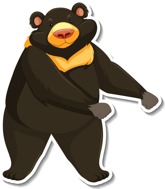 亚洲黑熊动物卡通贴纸图片下载