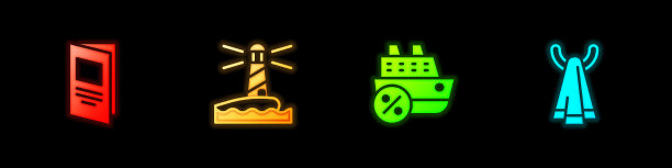 设置小册子灯塔游轮和毛巾图片下载