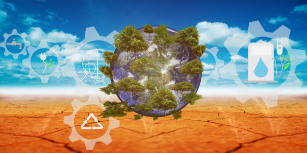 节能环保理念。节能、循环利用、植树造林。使用替代能源和清洁能源。图片下载