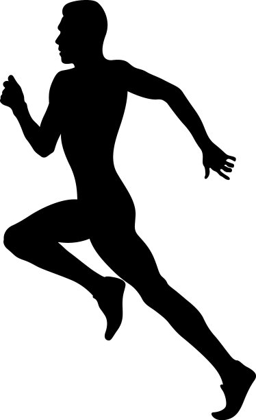 男性运动员跑步冲刺黑色轮廓图片下载