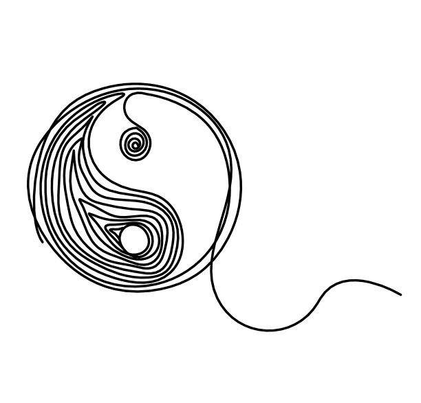 在白色的线条上画出阴阳的符号图片下载