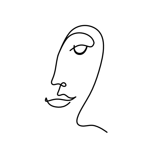 女人的剪影像画在脸上的线条图片下载