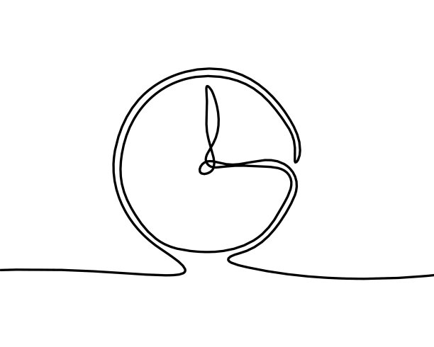 将时钟抽象为白底画线图片下载