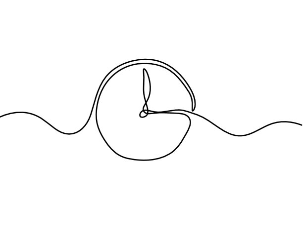 将时钟抽象为白底画线图片下载