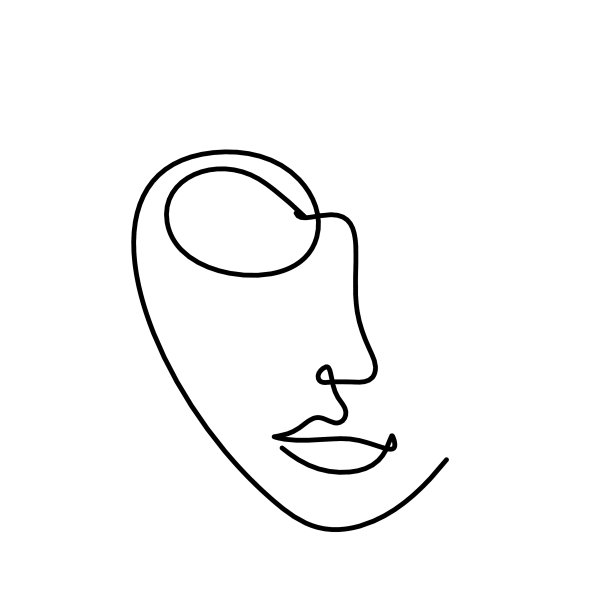 女人的剪影像画在脸上的线条图片下载