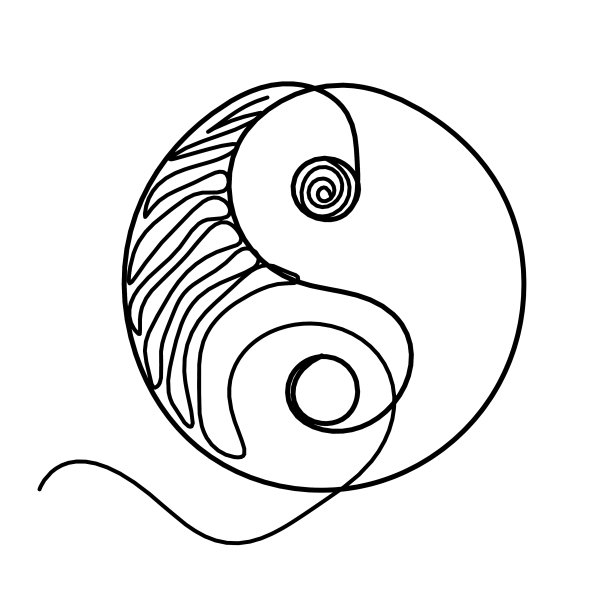 在白色的线条上画出阴阳的符号图片下载