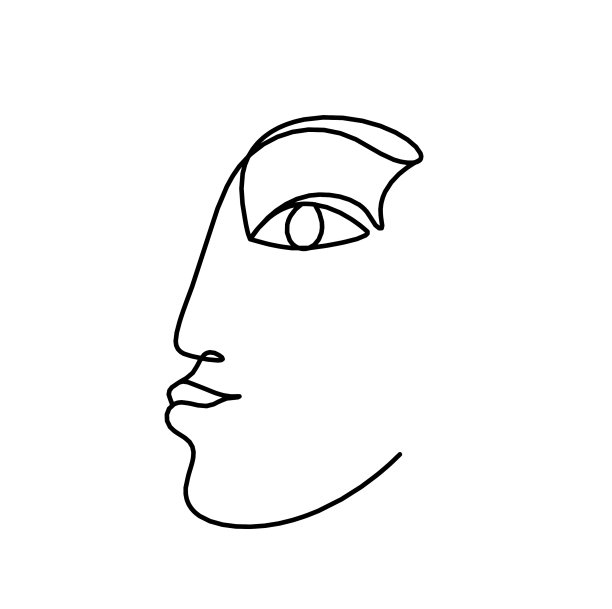 女人的剪影像画在脸上的线条图片下载