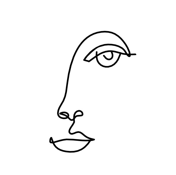 女人的剪影像画在脸上的线条图片下载