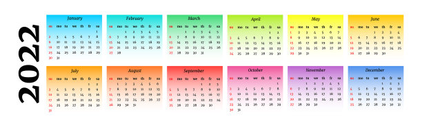 2022年的日历被隔离在白色背景上图片下载