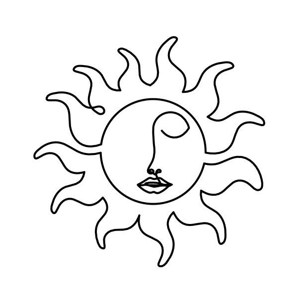 抽象的太阳面作为线条绘制在白色上图片下载