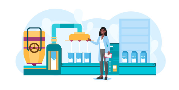 工厂生产乳制品概念图片下载