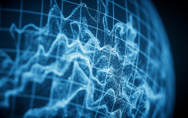 圆球形状的波浪粒子，3d渲染。图片下载