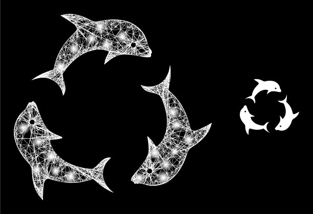 多边形网格海豚网三重奏图片下载