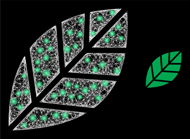 多边形胴体网草本叶子与光斑图片下载