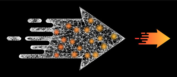 多边形二维网格速度箭头与眩光斑点图片下载