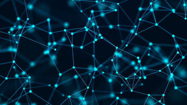 抽象的通信背景，用点和线连接。丛的效果。3 d图片下载