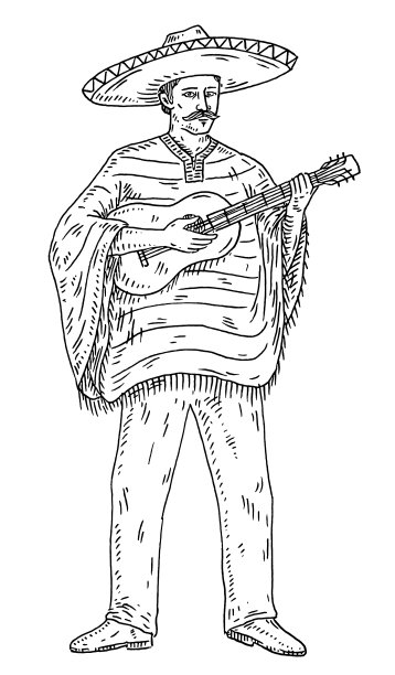 穿着斗篷，戴着宽边帽的男人在玩图片下载