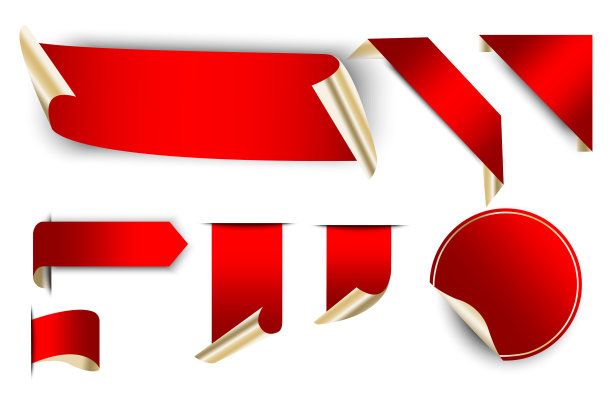 红丝带和横幅装饰元素图片下载