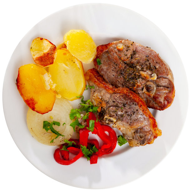 羊腿配土豆和胡椒图片下载