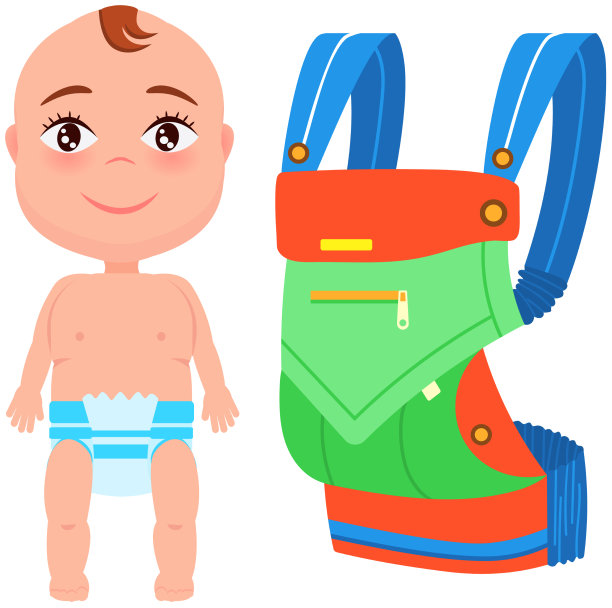 婴儿尿布附近的背包携带儿童图片下载
