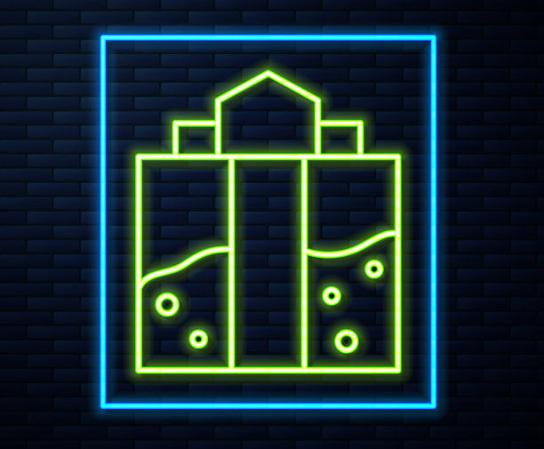 发光的霓虹灯线矿入口图标孤立上图片下载