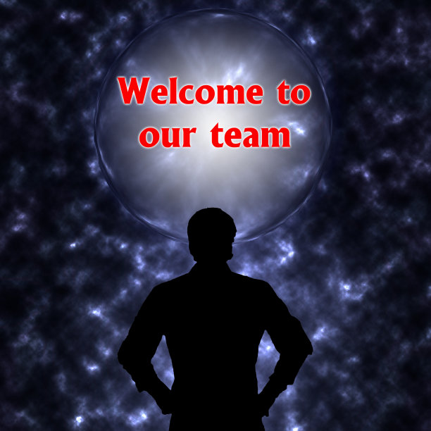 抽象的背景与欢迎来到我们的团队概念。思考，成功和创造力。3d插图图片下载