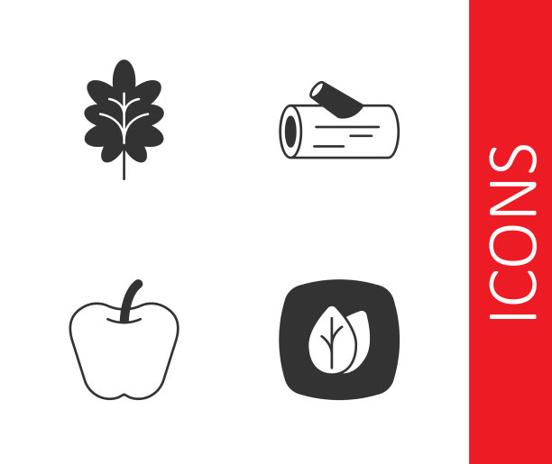 设置叶苹果和原木图标图片下载