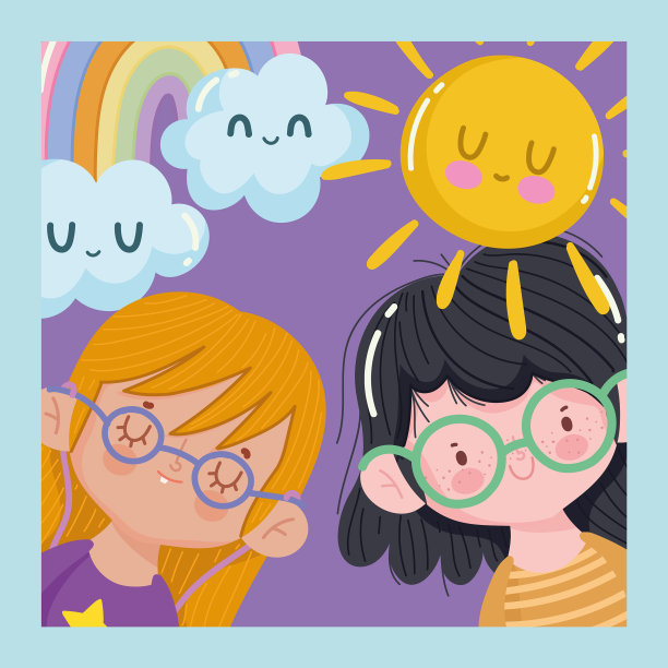 小女孩和彩虹图片下载