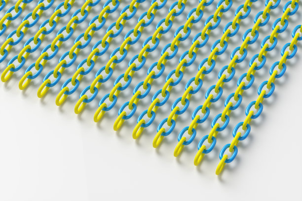 白底黄链的波普艺术。3 d渲染插图。图片下载