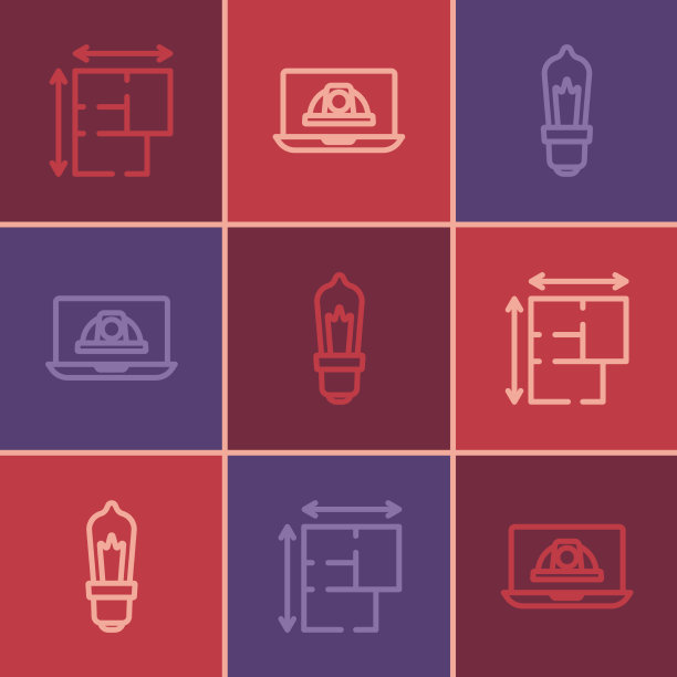 设置线路房屋平面图、灯泡和工人安全图片下载