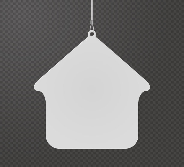 房屋形状的吊坠悬挂在天花板上图片下载