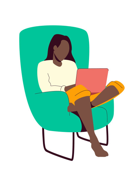 黑人妇女坐在椅子上工作或购物图片下载