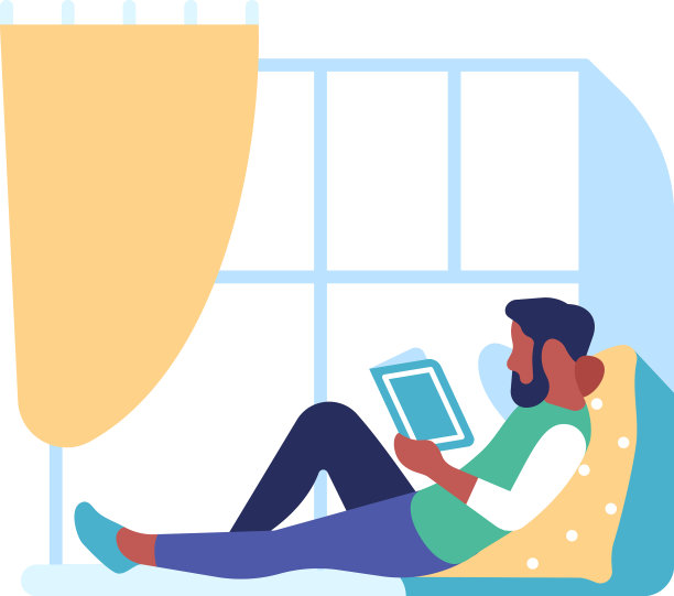 男人坐在地板上看书在家阅读图片下载