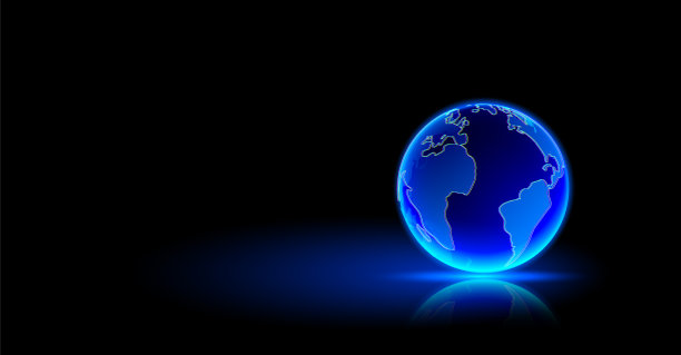 闪亮的地板上地球的蓝色全息图图片下载