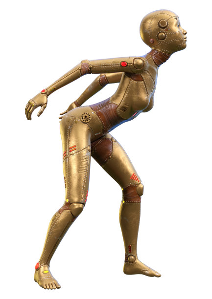 3D渲染女性机器人在白色图片下载