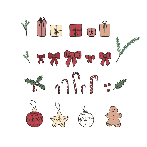 圣诞布景设计元素呈现糖果图片下载