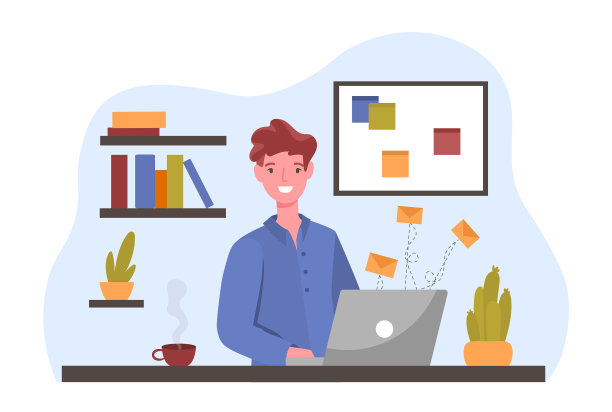 坐在电脑前的商人图片下载