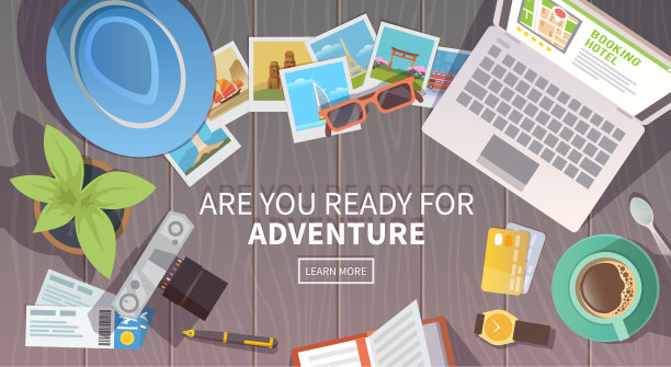 旅行向量旗帜。俯视图图片下载